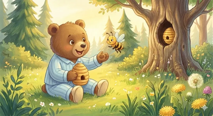 medve mese gyerekeknek – Mackó Marci és Méhecske Zsuzsi találkoznak az erdőben