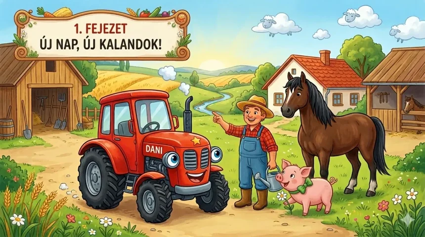 Traktoros mese gyerekeknek – Morgó Misi teherautó elakad a sárban, Dani és a barátai nézik