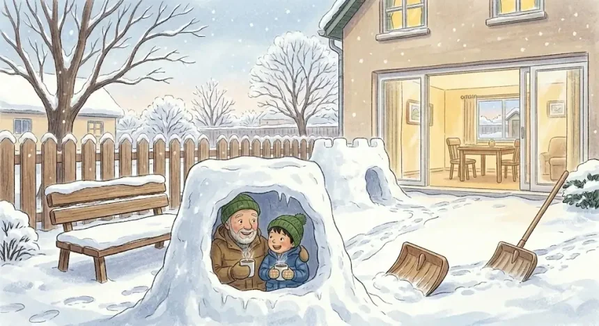 hóvár építés mese gyerekeknek – Gergő és nagyapa hóvárat építenek együtt