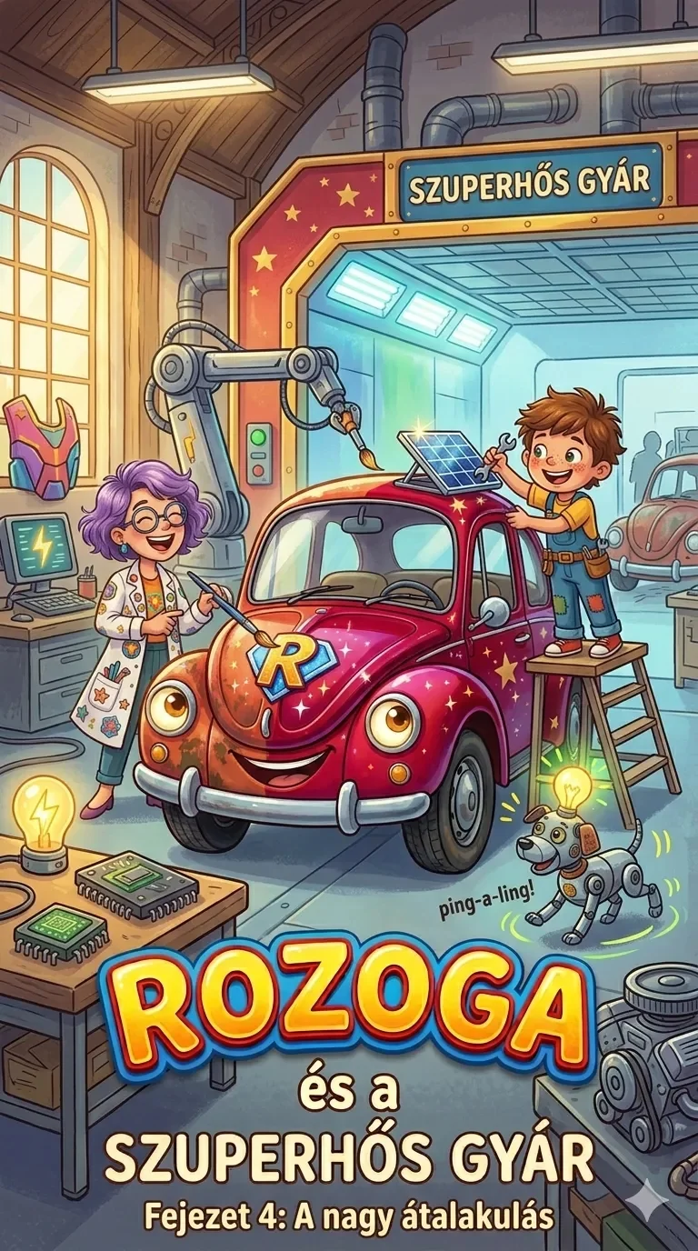 mese az újrahasznosításról gyerekeknek – kisautó átalakulása a szuperhős gyárban