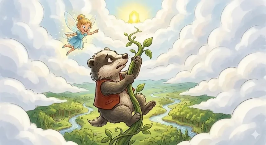 varázslatos mese gyerekeknek – Morgó borz felmászik az indán a felhők közé, Csilinke biztató