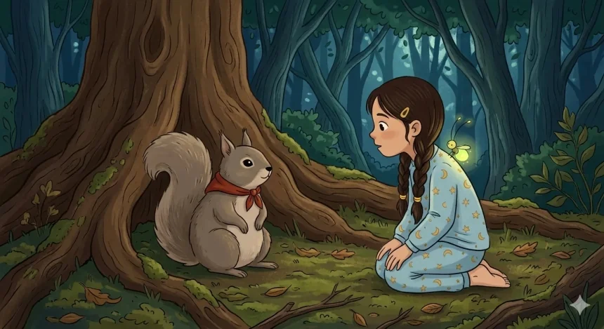 esti mese gyerekeknek – Luca a Nagy Fénymezőn szentjánosbogarak között az erdőben