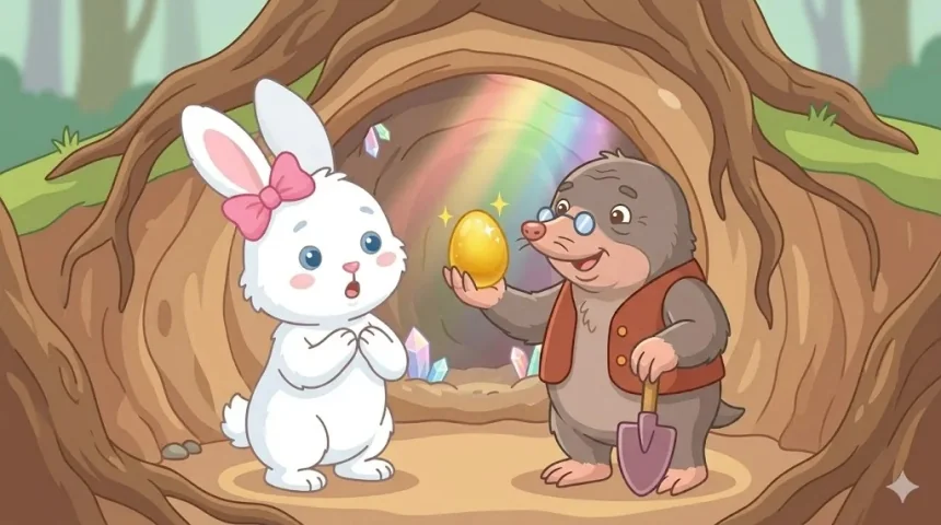 húsvéti mese nyusziról – Mogó vakond visszaadja az arany tojást Pankának a föld alatti üregben