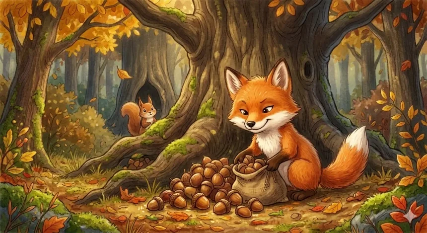 kis róka mese gyerekeknek, rövid állatos mese, tanulságos mese óvodásoknak, erdei állatok mese, megosztás mese gyerekeknek, rövid mese 3-7 éveseknek, esti mese kisgyerekeknek, rövid tanulságos mese, mese az osztozásról, állatos esti mese