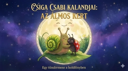 Csiga Csabi lassan ér célba – altató állatos mese 2–3 éveseknek